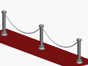 stanchion and stainless steel chain 3D मॉडल
