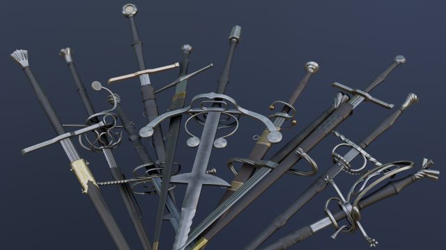 medieval swords Model 3D .c4d .max .obj .3ds .fbx .stl .blend 