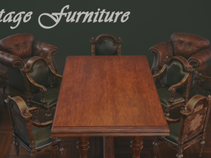 vintage furniture set 3D Model