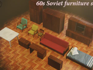 Set di mobili sovietici degli anni '60 Modello 3D