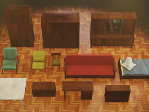 60s soviet furniture set 3D 모델