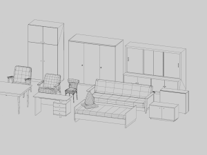 60s soviet furniture set 3D 모델