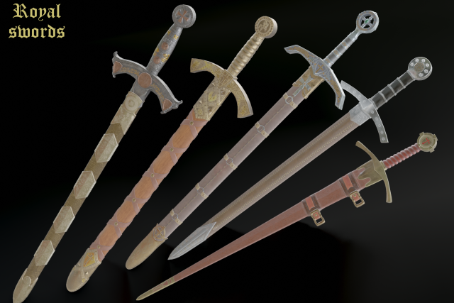 royal swords Modello 3D .c4d .max .obj .3ds .fbx .stl .blend 