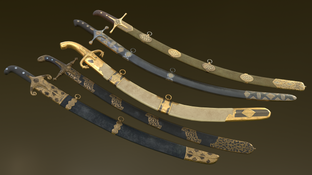 turkish sabers Modello 3D .c4d .max .obj .3ds .fbx .stl .blend 