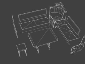 dining area corner sofa01 3D Model