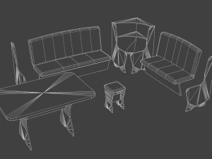 dining area corner sofa03 3D Model