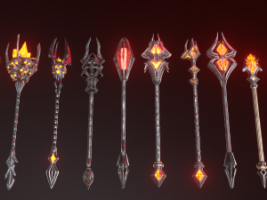 fantasy staffs pack01 3D Model