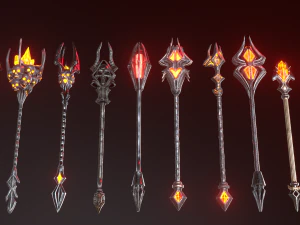 fantasy staffs pack01 3D Model