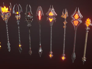fantasy staffs pack01 3D Model