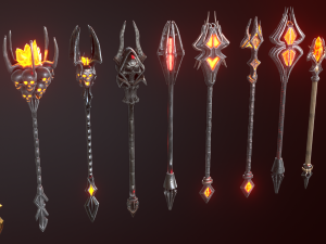 fantasy staffs pack01 Modello 3D