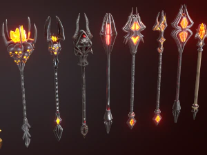 fantasy staffs pack01 3D Model