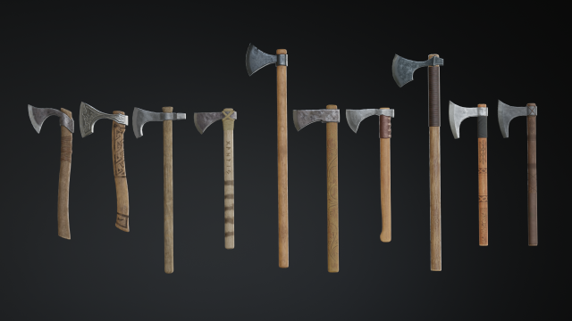 medieval ax set 01 3Dモデル .c4d .max .obj .3ds .fbx .stl .blend 