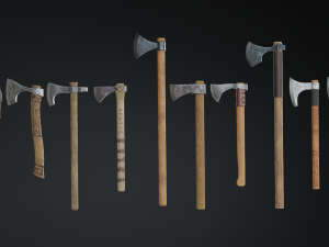medieval ax set 01 3D Model