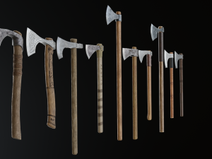 medieval ax set 01 3Dモデル
