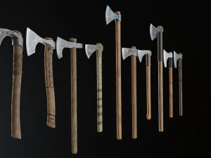 medieval ax set 01 3D Model