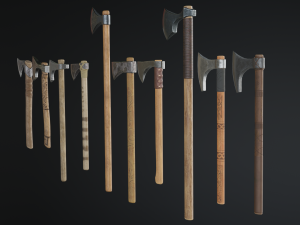 medieval ax set 01 3Dモデル