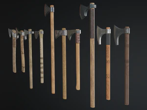 medieval ax set 01 3D Model