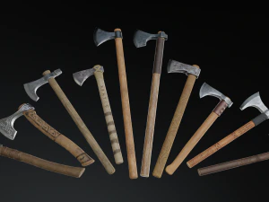 medieval ax set 01 3D Model