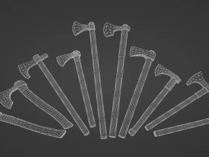 medieval ax set 01 3D Model
