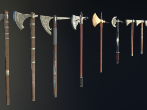 medieval ax set 02 3D Model