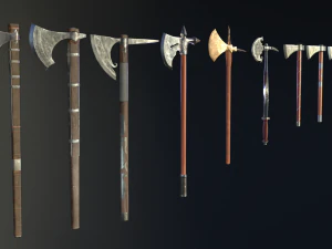 medieval ax set 02 3D Model