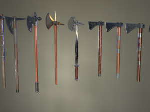 medieval ax set 02 3D 模型