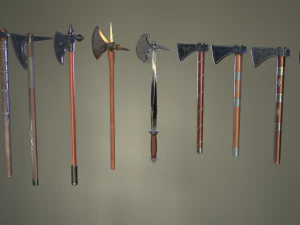 medieval ax set 02 3D Model