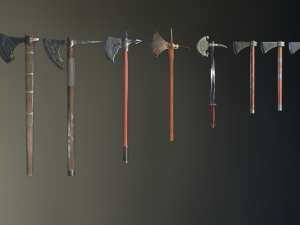medieval ax set 02 3D 模型