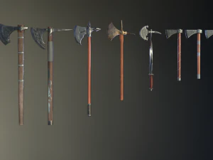 medieval ax set 02 3D Model