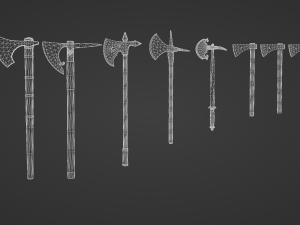 medieval ax set 02 3D 模型