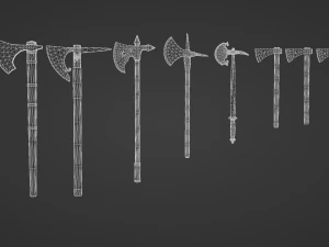 medieval ax set 02 3D Model