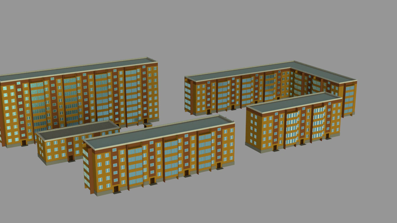 बिल्डिंग मॉड्यूलर 3D मॉडल .c4d .max .obj .3ds .fbx .stl .blend 