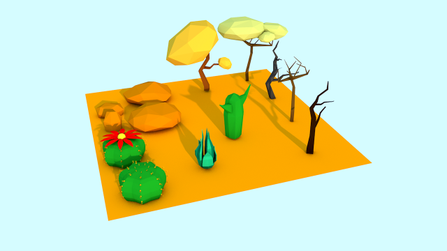 low-poly desert pack 3D Model .c4d .max .obj .3ds .fbx .stl .blend 