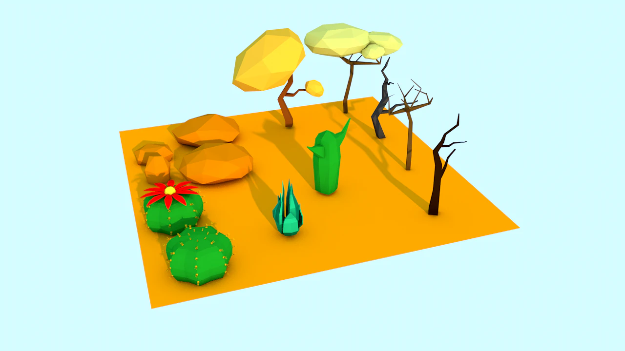 paquete de desierto de baja poli Modelo 3D .c4d .max .obj .3ds .fbx .stl .blend 