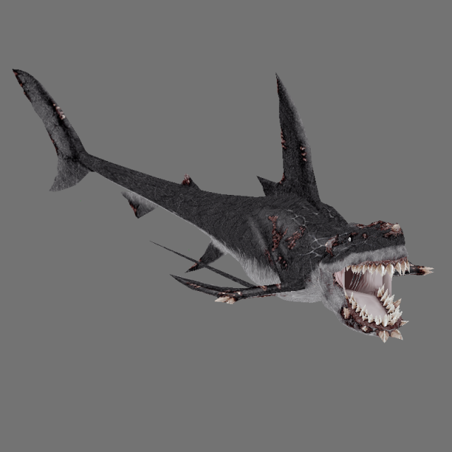 zombi shark 3D Model .c4d .max .obj .3ds .fbx .stl .blend 