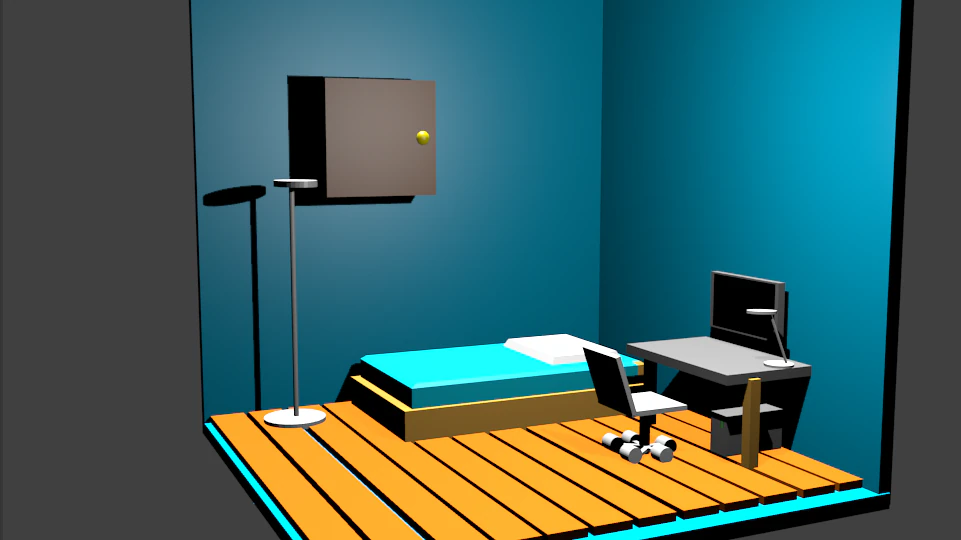quarto de baixo poli Modelo 3D .c4d .max .obj .3ds .fbx .stl .blend 