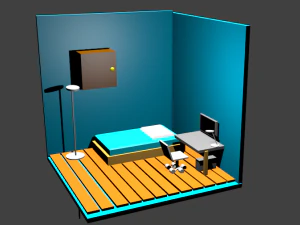 quarto de baixo poli Modelo 3D
