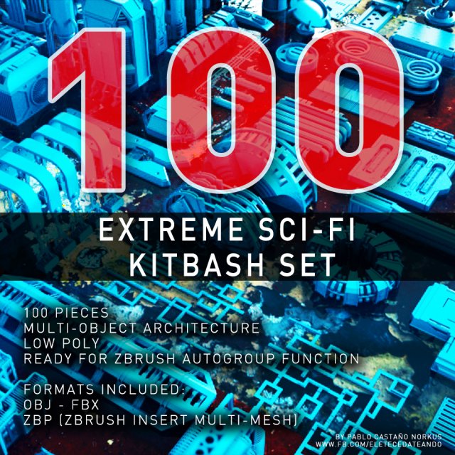 extreme sci-fi kit bash set Modelo 3D .c4d .max .obj .3ds .fbx .stl .blend 