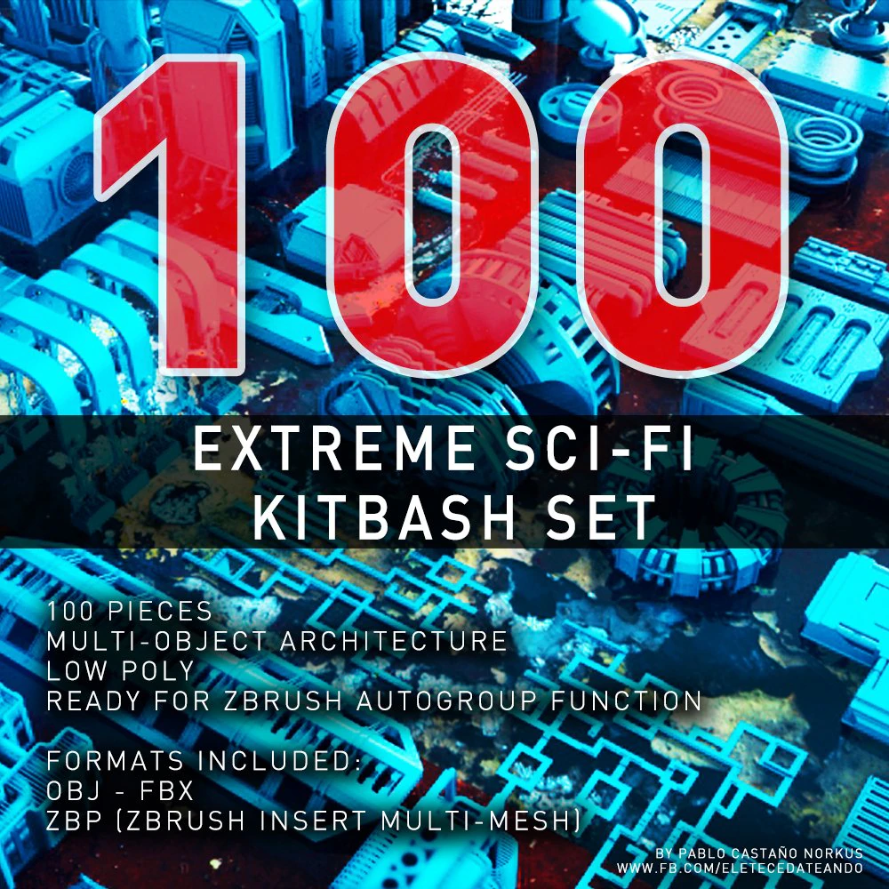 extreme sci-fi kit bash set 3D Model .c4d .max .obj .3ds .fbx .stl .blend 