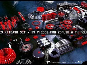 greebles kitbash set - 53 pieces for zbrush with polygroups Model 3D