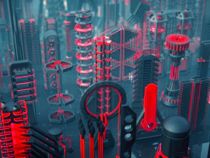 conjunto kitbash de mecanismos de fic&ccedil;&atilde;o cient&iacute;fica - 100 pe&ccedil;as Modelo 3D