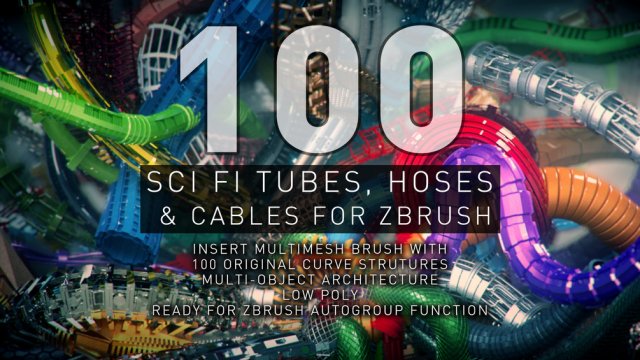 sci-fi tubes hoses and cables 100 pieces 3D 모델 .c4d .max .obj .3ds .fbx .stl .blend