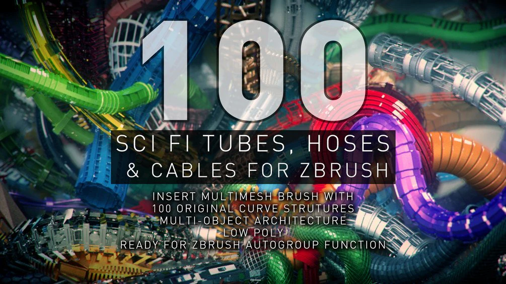 sci-fi tubes hoses and cables 100 pieces 3D Model .c4d .max .obj .3ds .fbx .stl .blend 