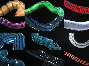 sci-fi tubes hoses and cables 100 pieces 3D 모델