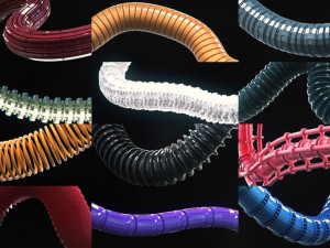 sci-fi tubes hoses and cables 100 pieces 3D 모델