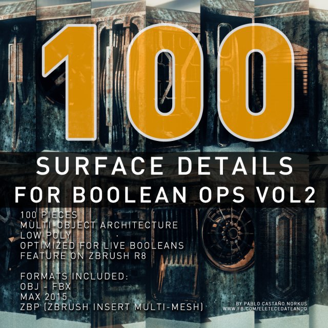 surface details for boolean operations vol 2 3D Model .c4d .max .obj .3ds .fbx .stl .blend 