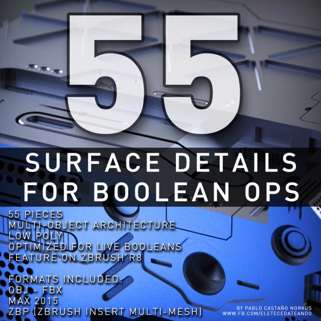 surface details for boolean operations 3D 模型 .c4d .max .obj .3ds .fbx .stl .blend 