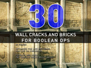 wall cracks and bricks for boolean operations 3D Model