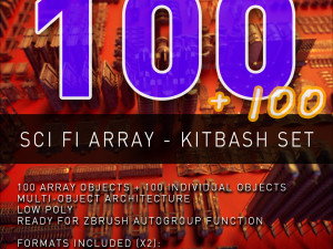 sci fi array - 100 100 pieces kitbash set 3D Model