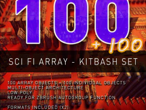 sci fi array - 100 100 pieces kitbash set 3D Model